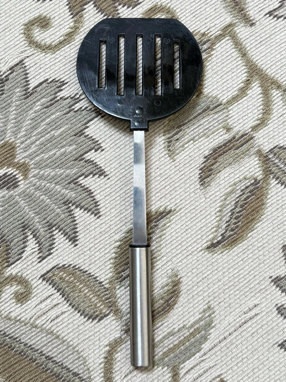 Vintage Spatula Wide Slotted Kitchen Cooking Utensil Black Stainless Taiwan